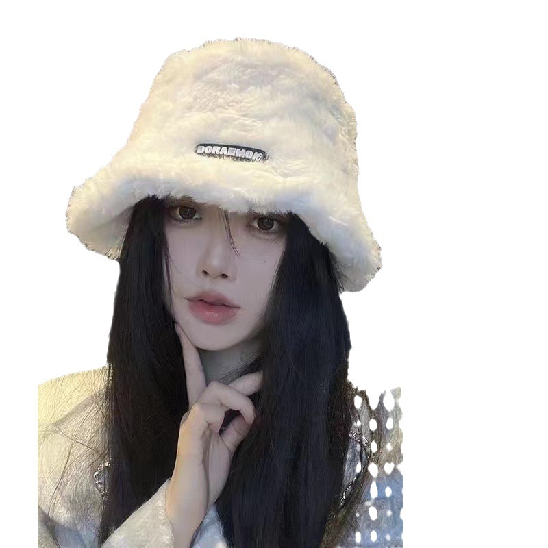 Pescador de cabelo de coelho para mulheres no outono, versão coreana, moderno, elegante, chapéu de balde de proteção de ouvido quente, internet_voghion.com