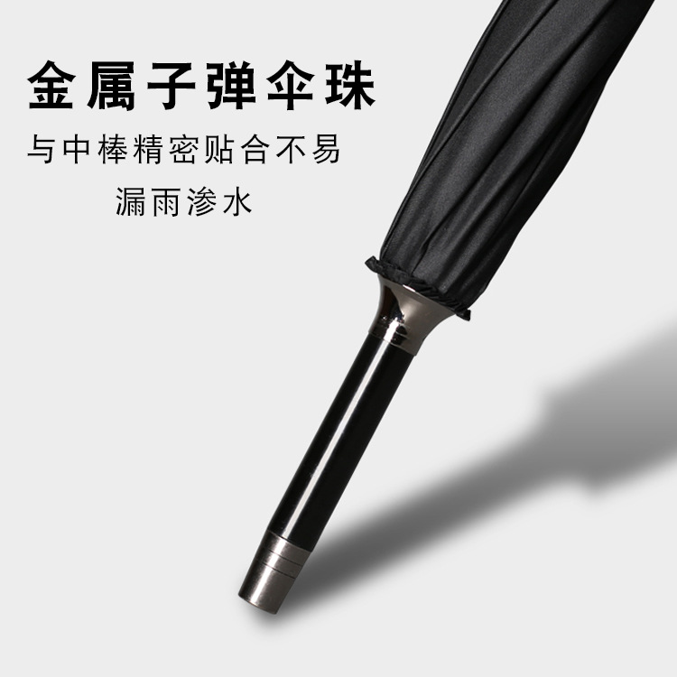 Long handle straight golf umbrella business men retro solid wood curved handle windproof rain or shine dual-use advertising umbrella wholesale customization