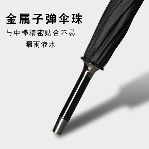 Long handle straight golf umbrella business men retro solid wood curved handle windproof rain or shine dual-use advertising umbrella wholesale customization