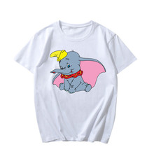 小飛象女士有趣T恤卡通大象印花T恤女孩夏季服裝