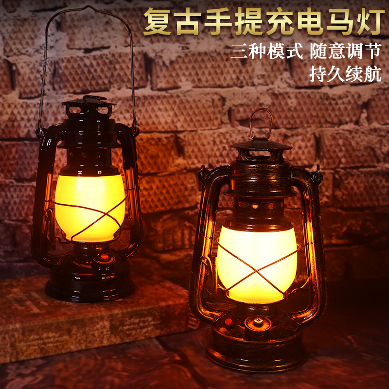 Rechargeable bar table lamp creative retro bar desktop atmosphere lamp horse lamp kerosene lamp outdoor atmosphere lamp table lamp