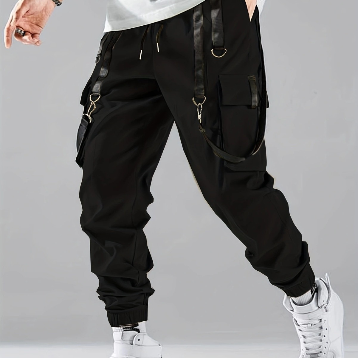 Men's Casual Ribbon Overalls Pants – Drawstring Waist, Loose Fit, Comfortable & Stylish Trousers For Everyday Wear_viptrois.com