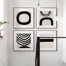 现代黑白抽象工业风组合装饰画样板房方形挂画客厅沙发背景墙壁画