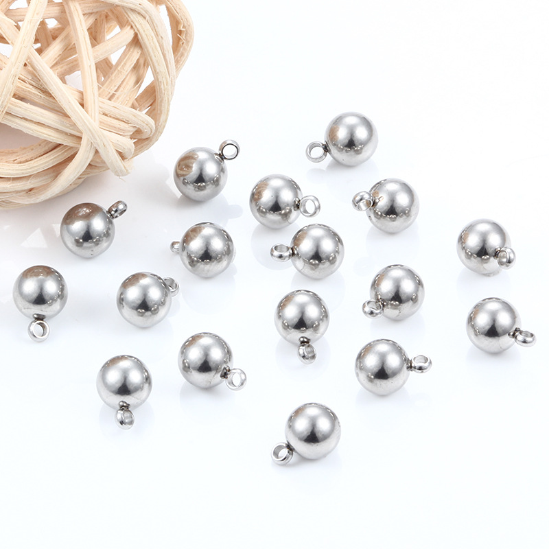 50 PCS/Package Diameter 5mm Diameter 6 Mm Stainless Steel Solid Color Pendant display picture 3