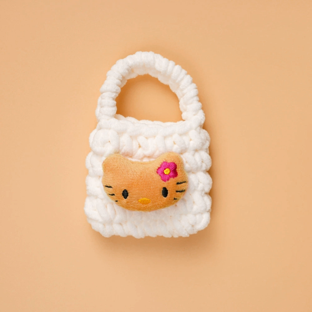 Bolsa de auriculares ganchillo acabado con cubierta protectora bluetooth peluche lindo oso pequeño tejido a mano bolsa de cambio de llavero