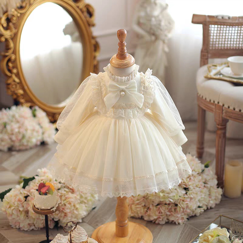 Girls' New Autumn Clothing Princess Skirt Spring and Autumn Baby First Birthday Dress Kidsren's Mesh Long-Sleeved Dress Girls' New Autumn Clothing Princess Skirt Spring and Autumn Baby First Birthday Dress Kidsren's Mesh Long-Sleeved Dress