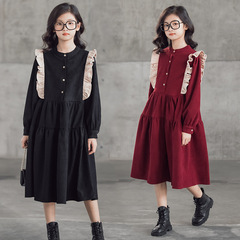 女童加絨連衣裙春季2023新款中大童洋氣時髦蛋糕裙加厚保暖公主裙