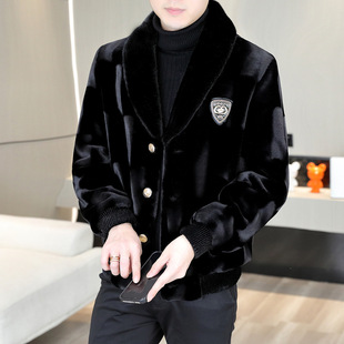 2023 new winter golden mink fur coat men's fur coat high-end trendy thickened plus size jacket