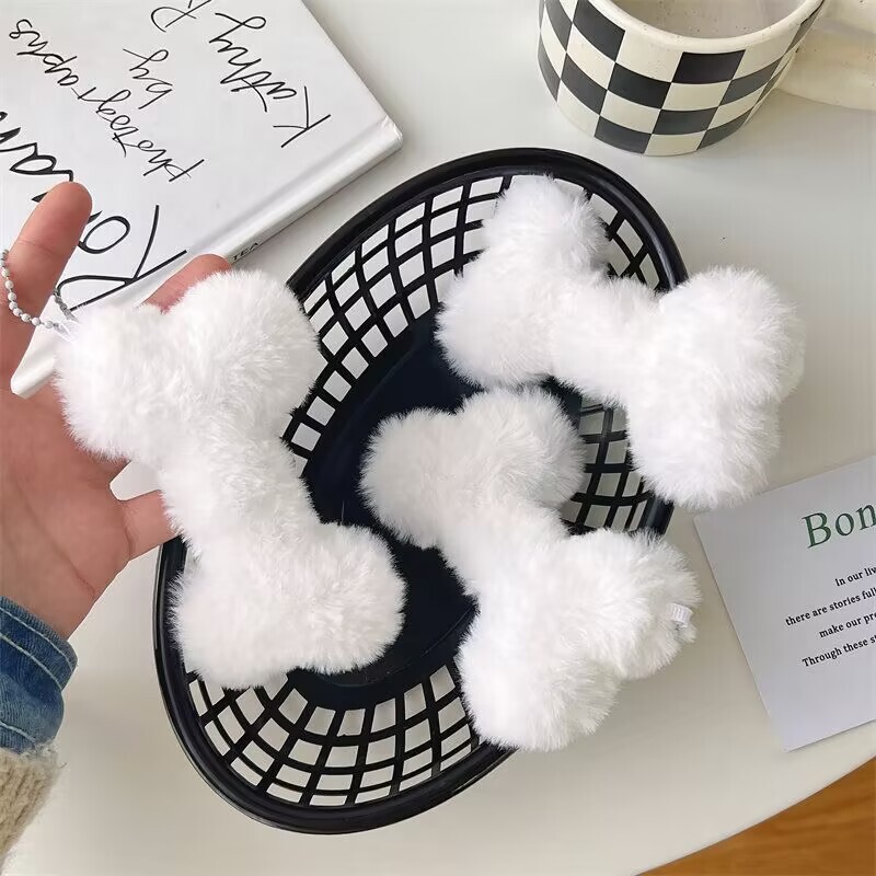 Personality Cute Soft Bone Bag Pendant Cute Plush Doll Student Backpack Hanging Couple Dog Bone Keychain