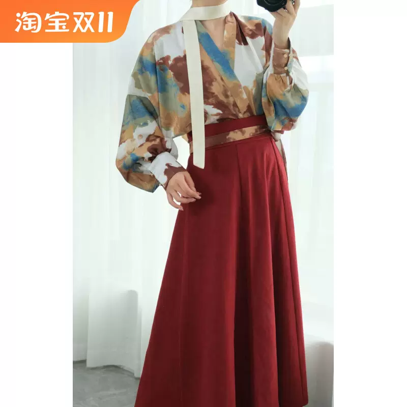 司羽阁原创明制汉服【初恋】改良飞机袖港风新中式半身裙日常套装