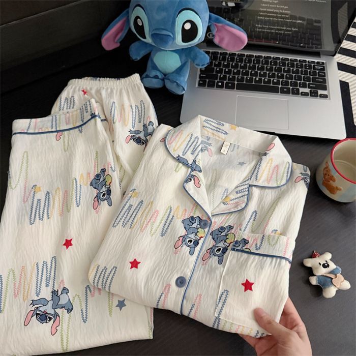 Transfronterizo Vietnam al por mayor pijamas de algodón nubes mujeres cardigan botones de solapa de manga larga otoño nueva ropa para el hogar