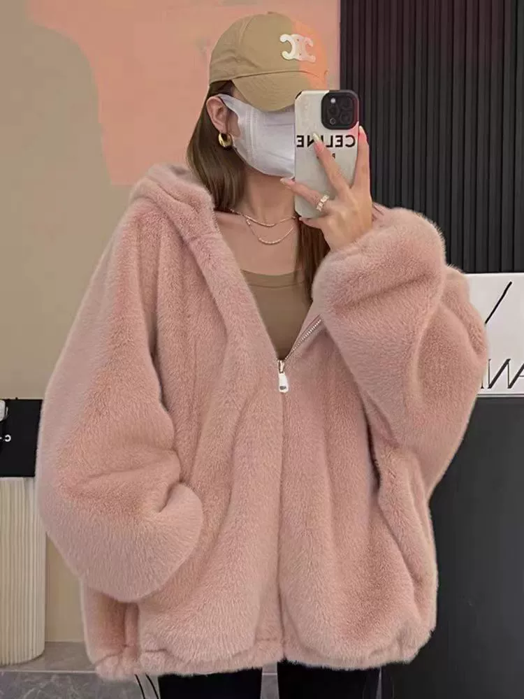 Толстовка oversize корейский стиль, двусторонняя плюшевая демисезонная теплая куртка, размер S–XL