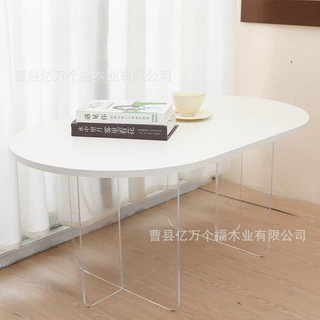小户型简易茶几高透明亚克力T型桌腿创意茶几小号悬浮桌子极简风