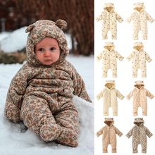 冬季三层夹棉婴儿连体衣爬服保暖加厚欧美婴童棉服外套男女外出服