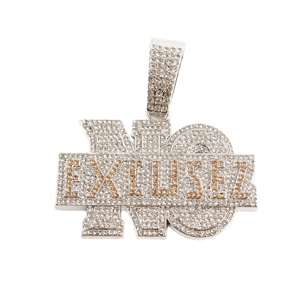 Exageración de moda transfronteriza NO EXCUSEZ colgante de letras inglesas con cadena de torsión de 5 mm cadena de diamantes cubana de hip hop
