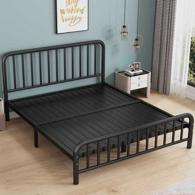 Wrought Iron Bed Double Bed 1.8m European Style Simple 1.5 Reinforced Thickened Single Iron Bed Rental House Iron Frame Bed Children Wrought Iron Bed Double Bed 1.8m European Style Simple 1.5 Reinforced Thickened Single Iron Bed Rental House Iron Frame Bed Children