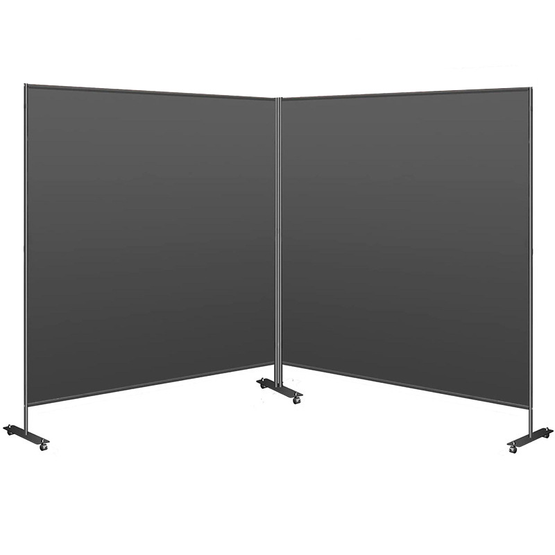 Biombos de oficina de aleación de aluminio cuidadosamente seleccionados con ruedas para facilitar su movimiento, biombos de separación para oficina, biombos plegables de tela en colores sólidos.