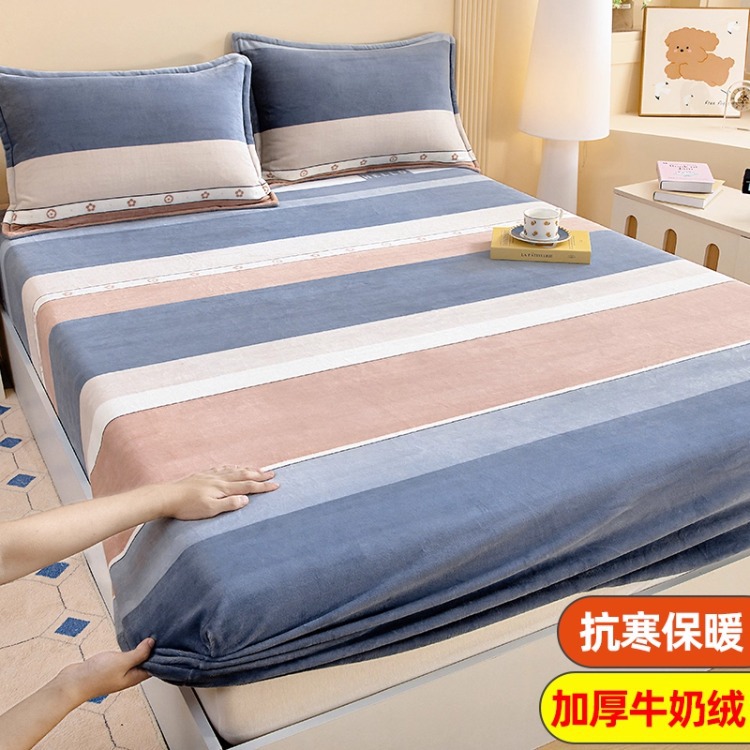 Niños caricaturas leche cama de terciopelo de invierno una sola pieza de terciopelo de colchón grueso cubierta de cama de terciopelo de coral cubierta de niño