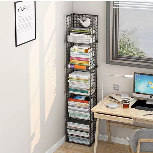 Simple bookshelf floor-standing space-saving storage rack combination desk student iron multi-layer small storage rack bookcase