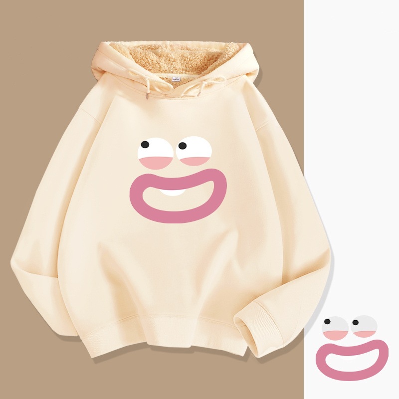 주머니가없는 두건 양고기-살구색-핑크 및 핑크