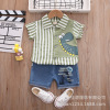 Summer cartoon dinosaur, shirt, jeans, set, children's clothing, western style