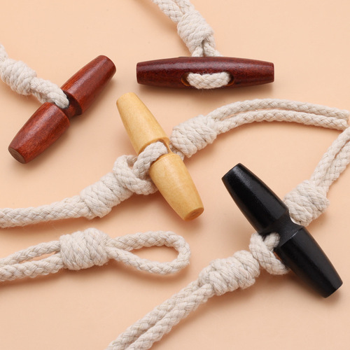 Cotton rope wooden olive buttons cashmere coat trench coat decorative clips sweater coat versatile hemp rope wooden buttons
