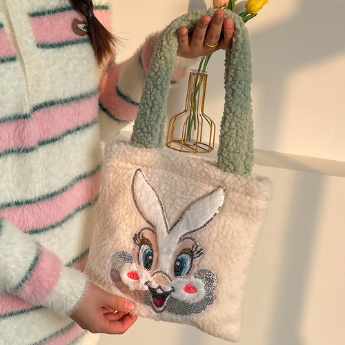 痞幼同款可爱兔子小手提包包女卡通手拎小包网红毛绒包包女小众潮