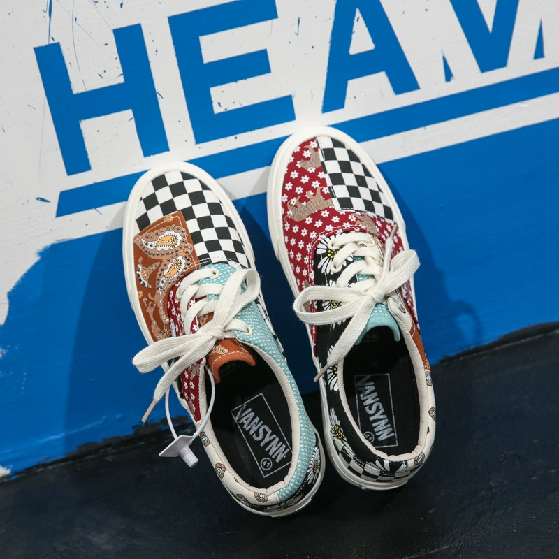 2022 Новая парусиновая обувь с цветком кешью, Мужская универсальная модная обувь для пар, уличная фотосессия в Instagram, студенческие кроссовки в Корейском стиле для мужчин