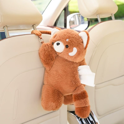 bear car tissue box plush: Car tissue box/set - mink-and-raccoon-tissue-box