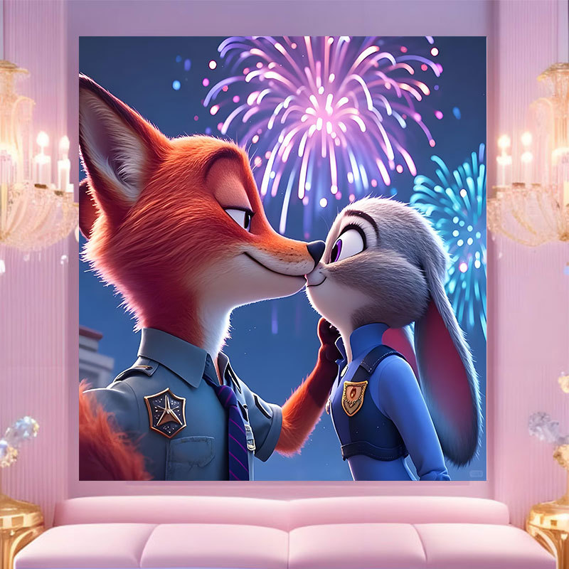 20 * 20 Crazy Zoo City pintura digital a mano diy dibujos animados pintura a mano Judith Decoration