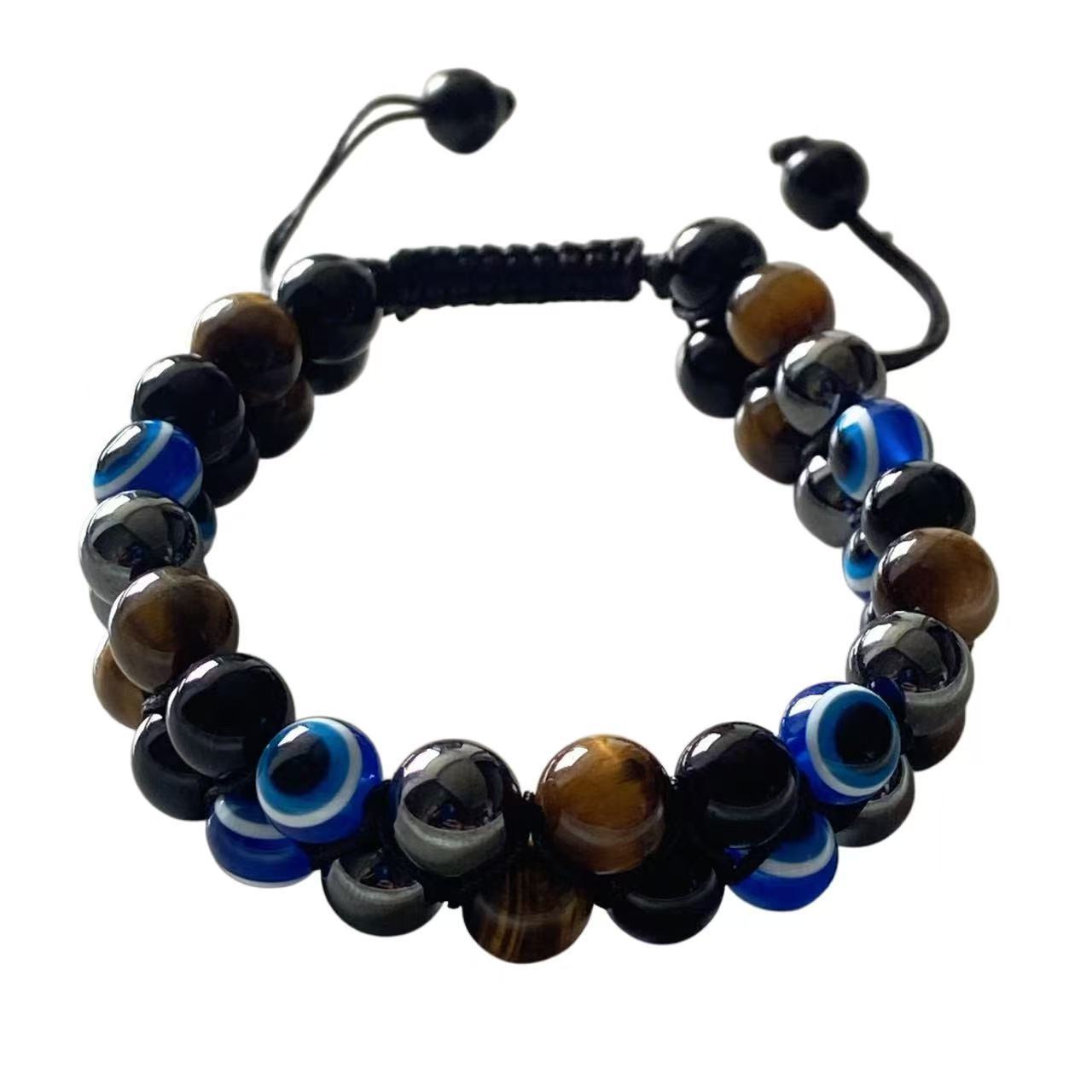 Yellow Tiger Eye + Black Bead + Devil's Eye