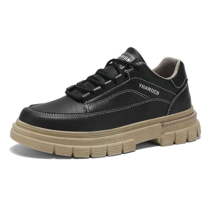 Autumn Men's Shoes: Breathable Workwear Shoes, Men's Trendy And Versatile Thick-Soled Sports And Casual Sneakers, Leathe_vogvips.com