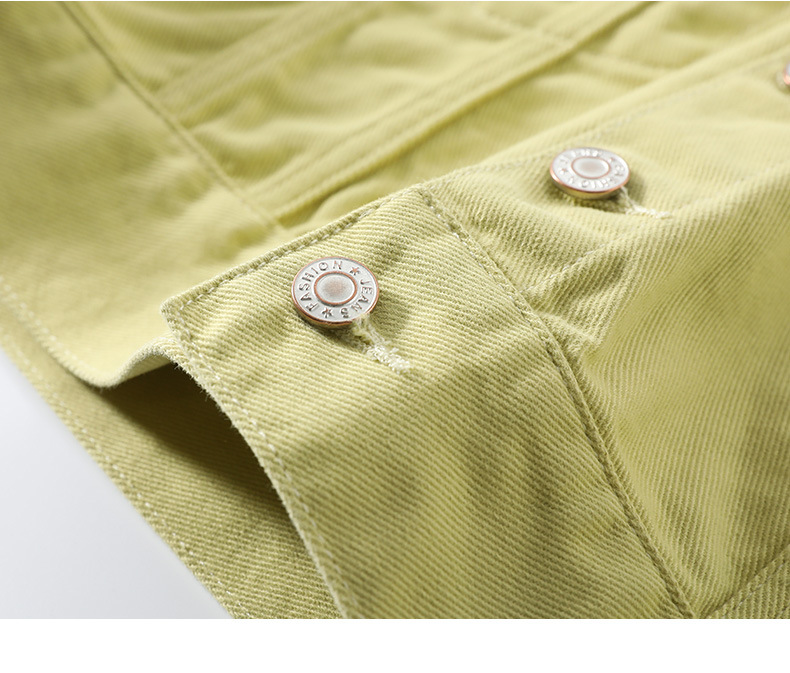 中国直邮 HEY+JEANS 牛仔外套女装糖果色设计感宽松短款小香风外套 卡其色 S