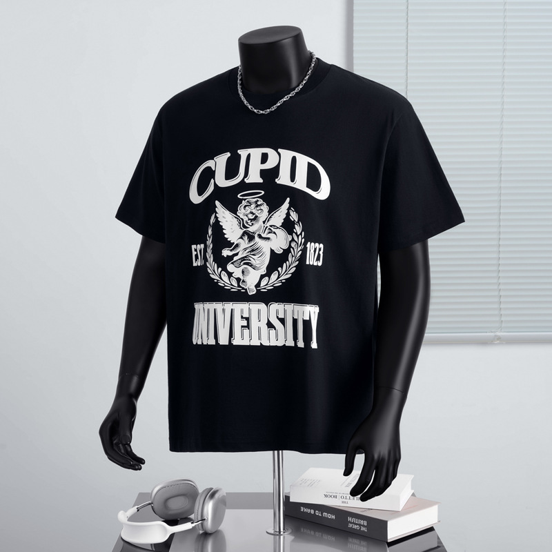 メンズファッション ヒップホップTシャツ メンズ ラウンドネック ゆったり レタープリントトップス 多用途 ストリート系 ベーシック 五分袖シャツ レディース インス|undefined