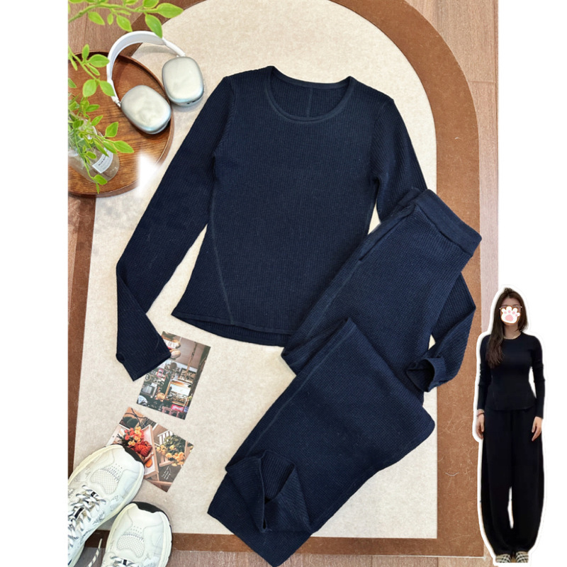 In Stock/Stay-At-Home Girl Co*M Rhythm Waffle Knit Wool Pullover Casual Knit Sweater Top + Wool Balloon Casual