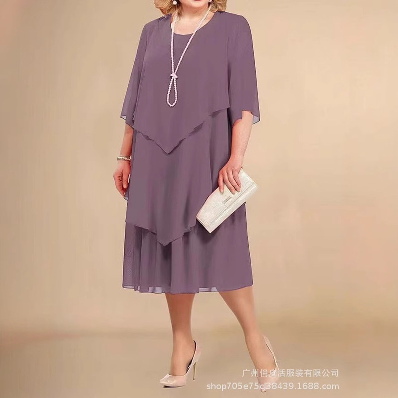 2024 European and American Chiffon Plus Size Mother's Beach Wedding Dress