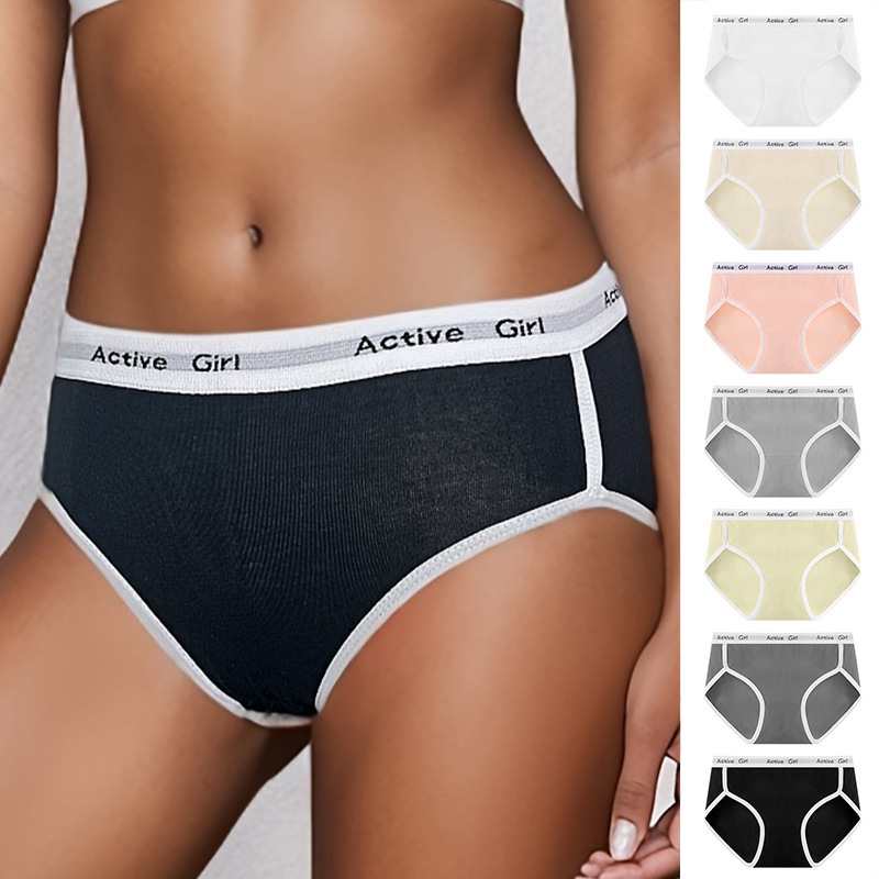 Polly Jia Fox Simple Comfortable Sports Style Vitality Girl's Underwear Women's Pure Cotton Crotch High Elastic Slim-Fit Women's Briefs