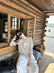 假两件拼接设计感撞色长袖T恤女秋季小众宽松休闲上衣内搭打底衫