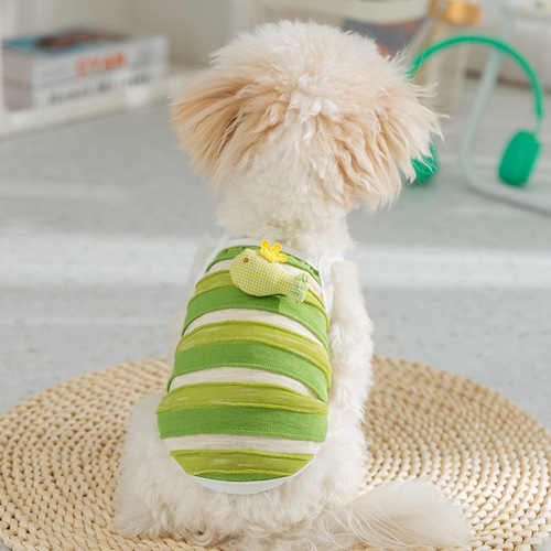 Striped puppy clothes, small fish three-dimensional traction sling, thin breathable puppy cat pet clothing