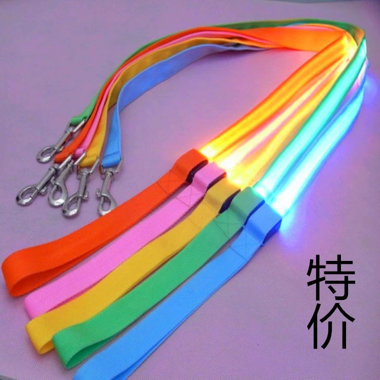 Светодиодная светящаяся Тяговая веревка зоотовары USB перезаряжаемая вспышка Тяговый ремень быстросъемный безопасный поводок для собак цепь для собак оптом