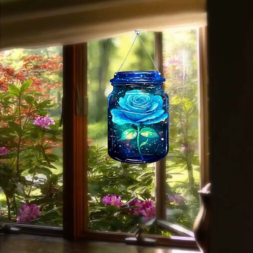 Трансграничный новый Акрил День Святого Валентина Роза Окна настенные украшения бутылка разноцветная акриловая панель