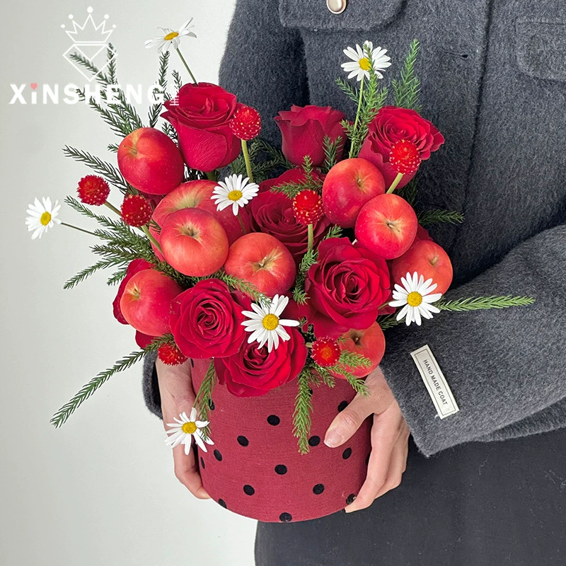芯苼 Клубничный круглый, сумка, пакет, DIY, букет, подарок на день рождения