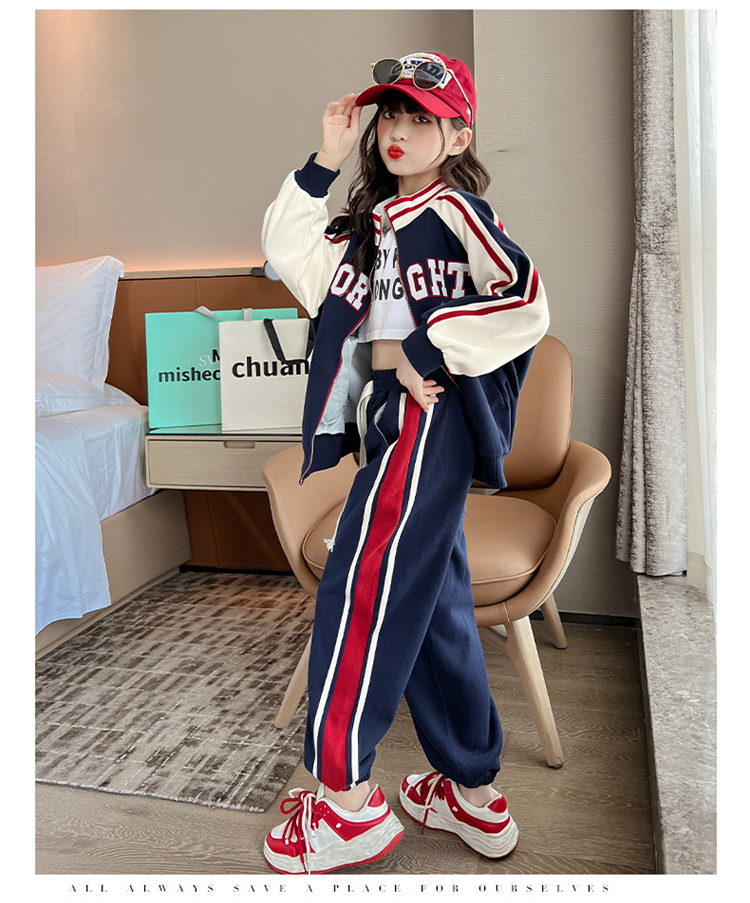 Girls' Set 2022 New Internet Popular Children's Baseball Suit Fashionable Spring and Autumn Style Explosive_voghion.com