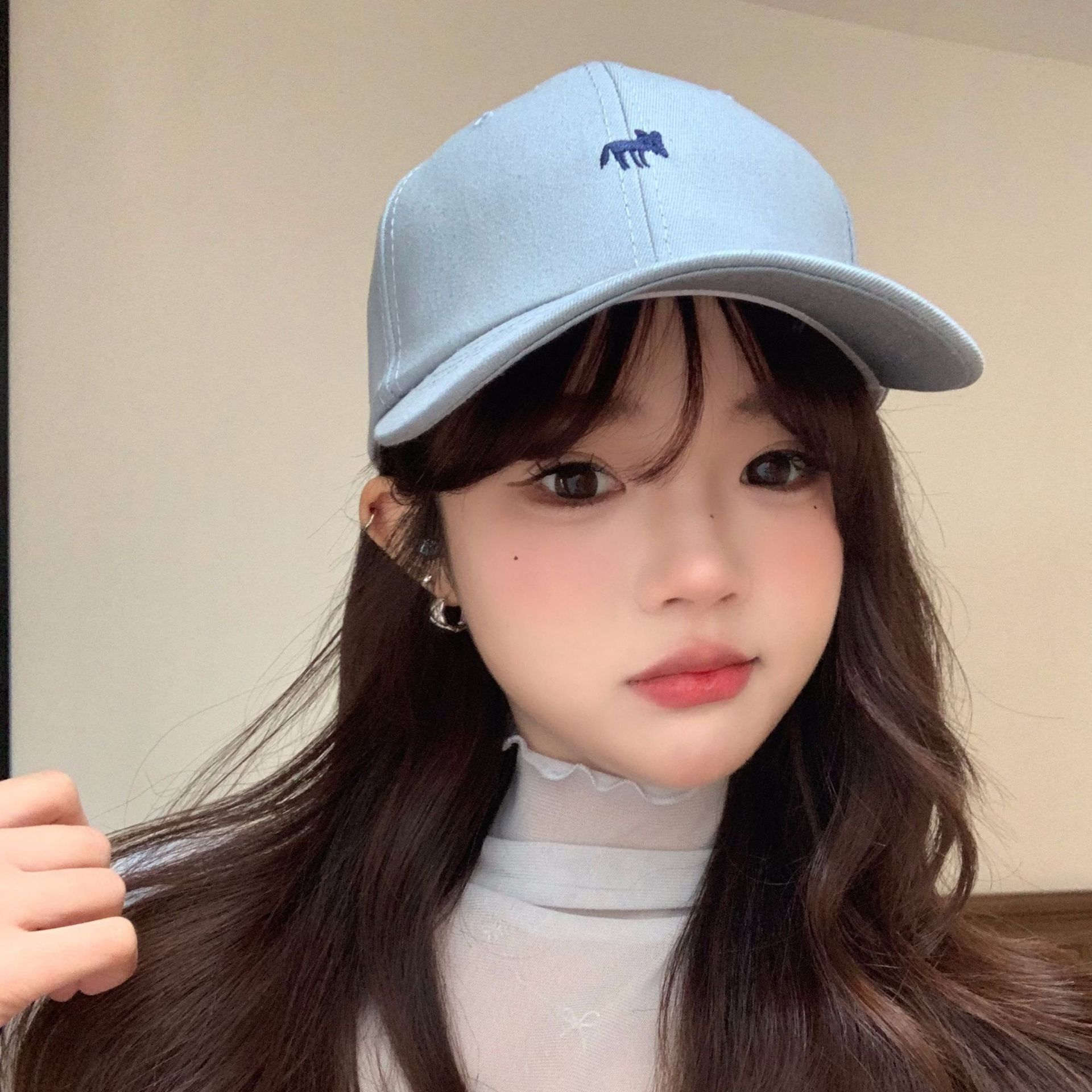 Nuevo pequeño zorro bonito bordado sombrero de béisbol primavera y verano nuevo estilo coreano instilo estilo gay de moda cara pequeña