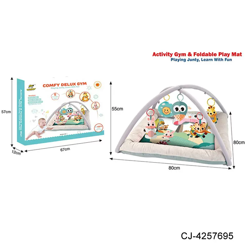 跨境热销婴儿带围栏健身架玩具新生儿宝宝音乐健身架游戏垫爬行垫