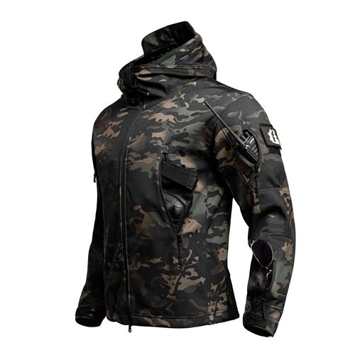 Outdoor shark skin softshell waterproof jacket for men, warm for spring, autumn, winter, fishing, skiing, cycling, padded mountaineering suit jacket