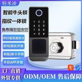 牛头锁智能指纹锁老式铁门密码锁防盗门不锈钢门多国语言通通涂鸦