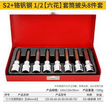 厂家直销8件套6花套筒披头，铁盒装经久耐用