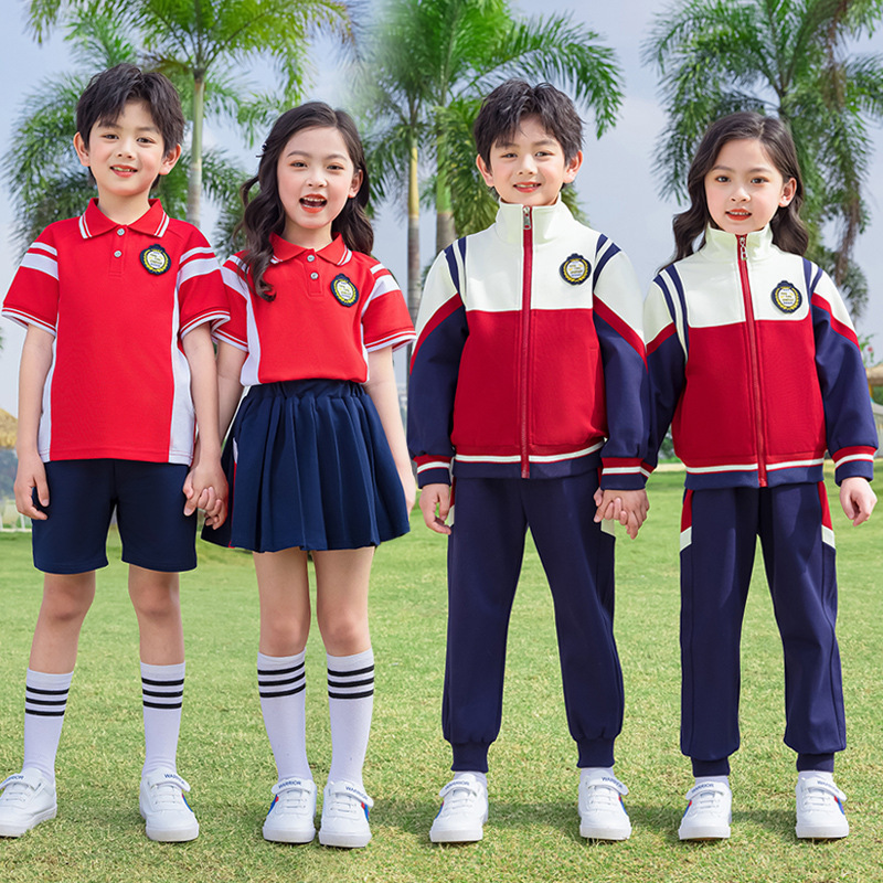 Elementary school uniform for spring and autumn, first-grade class uniform, kindergarten uniform, summer set children's sportswear three-piece set