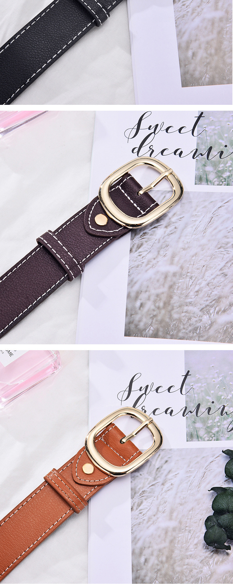 Elegant Business Solid Color Pu Leather Alloy Women's Leather Belts display picture 1